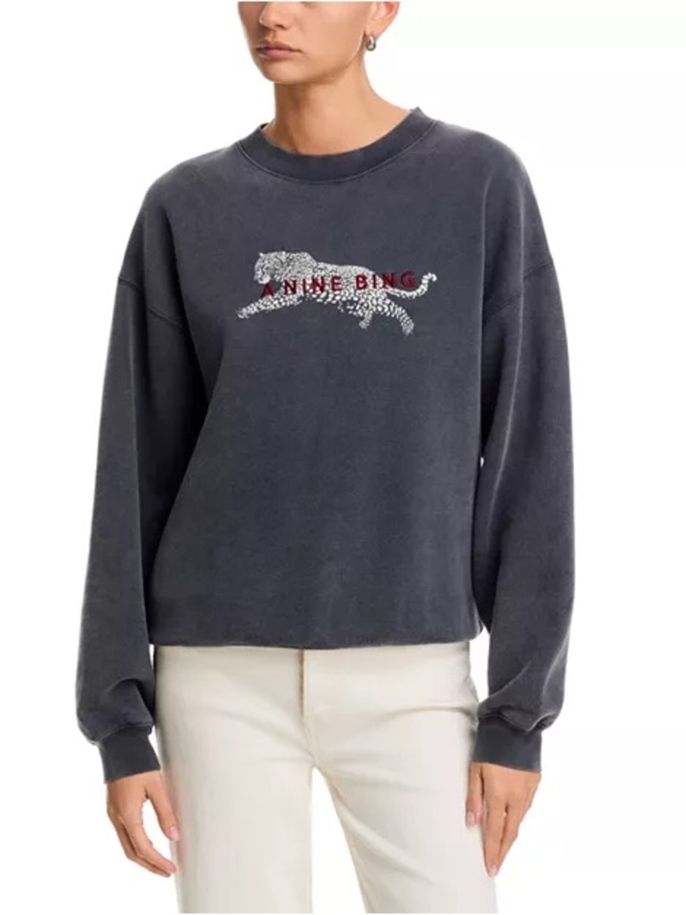 NWT Anine Bing Spencer 100% Cotton Leopard Sweatshirt